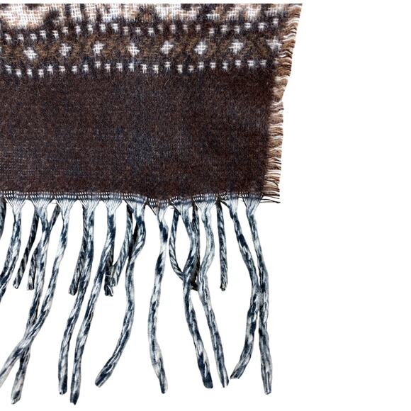 V. Fraas Cashmink Scarf Brown Leopard Print Scarf with Fringe NWT - Picture 2 of 5